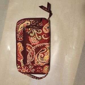 Vera Bradley Picadilly Plum Zip Around Wallet with Wrist Strap
